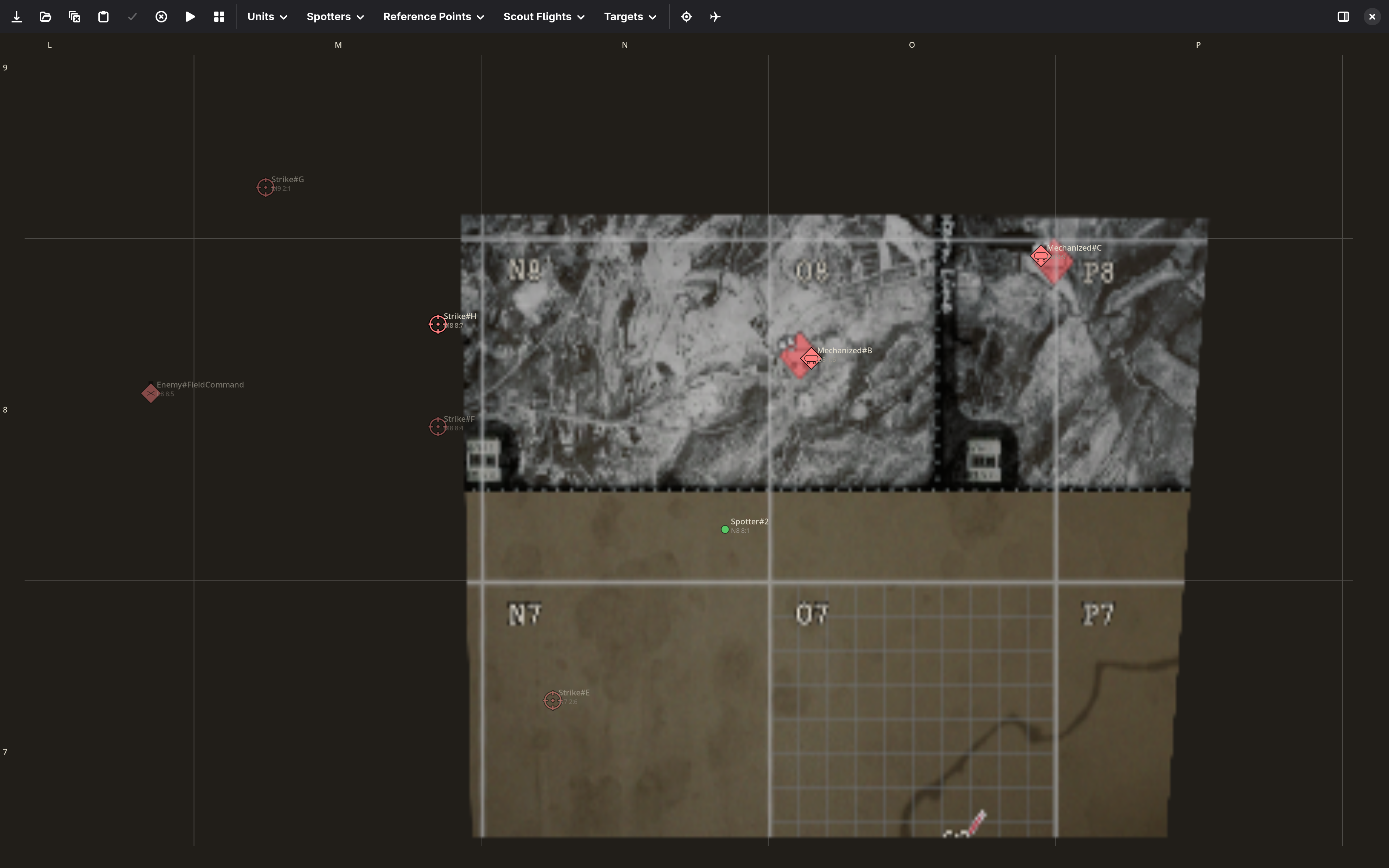 Map screenshot rectified onto the app's own grid
